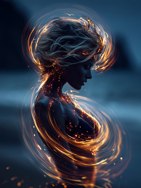 Night Beach Fire Dance